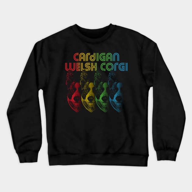 Cool Retro Groovy Cardigan Welsh Corgi Dog Crewneck Sweatshirt by Madfido